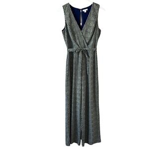 Leith Women's Surplice V Neck Wide Leg Jumpsuit‎ Size Small Yellow Blue White